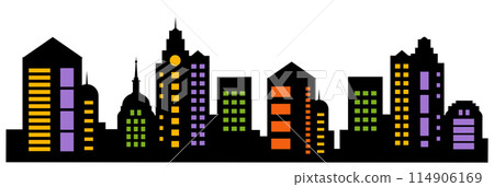 A vector landscape of buildings silhouetted on white background. A vector landscape of buildings silhouetted on white background. 114906169