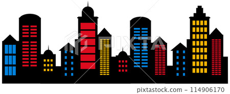 A vector landscape of buildings silhouetted on white background. A vector landscape of buildings silhouetted on white background. 114906170