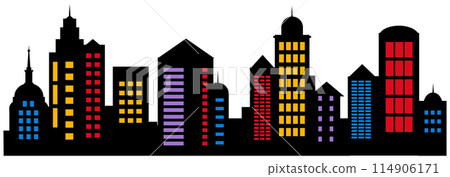 A vector landscape of buildings silhouetted on white background. A vector landscape of buildings silhouetted on white background. 114906171