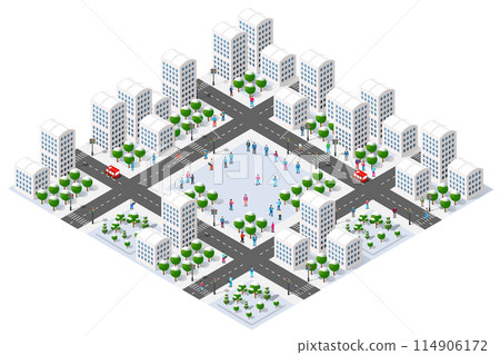 Winter Christmas urban quarter modules for the construction Winter Christmas urban quarter modules for the construction 114906172