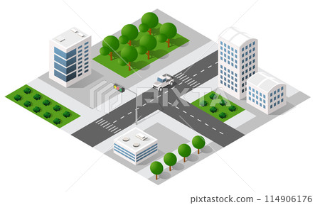 Isometric urban megalopolis top view of the city infrastructure town, Isometric urban megalopolis top view of the city infrastructure town, 114906176