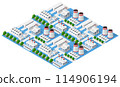 Isometric 3D city module industrial urban factory which includes buildings 114906194
