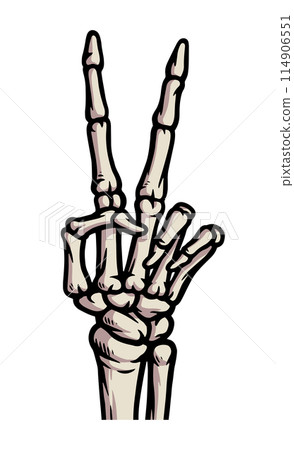 peace sign skeleton hand vector illustration 114906551