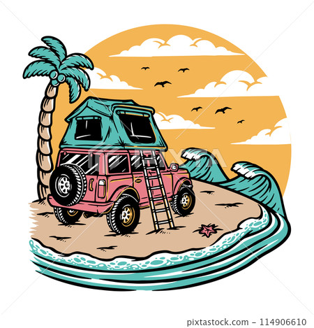 Camping on the beach illustration Camping on the beach illustration 114906610