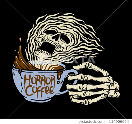 Horror Coffee hand drawn Illustration 114906634