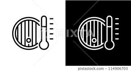 簡單的桶子和溫度計線圖標 114906703