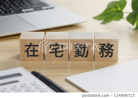 Building blocks with the words "Work from home" written on them 114906723