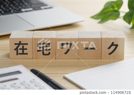 Building blocks with the words "Work from Home" written on them 114906728