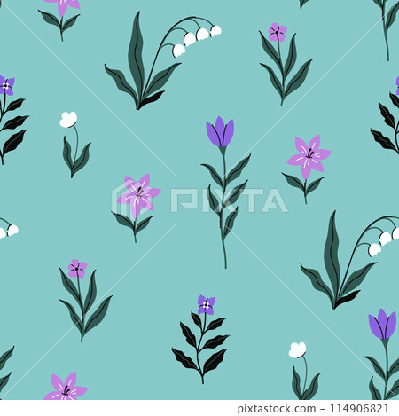 Seamless pattern with meadow flowers on a... - Stock Illustration ...