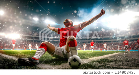 the football player is happy to score a goal the football player is happy to score a goal 114908453