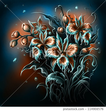 Glowing fantasy flowers 114908576