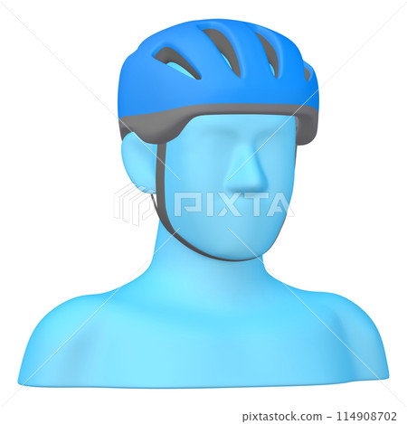 自行車用品插畫素材頭盔(1_1_6)藍色配戴影像 114908702