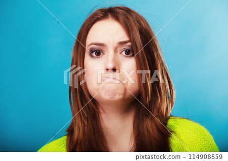 people concept - teenage girl making silly face people concept - teenage girl making silly face 114908859