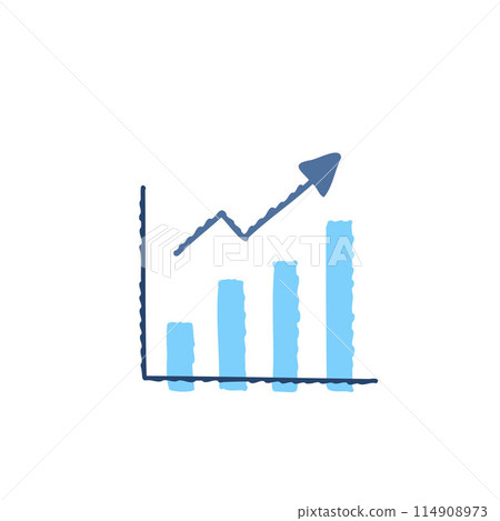 Bar graph with rising arrow 114908973