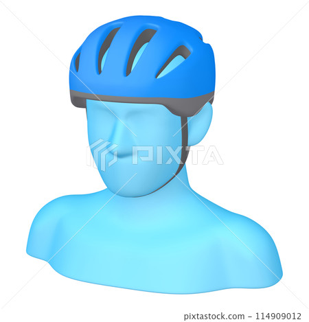 Bicycle accessories illustration material Helmet (1_2_4) Blue Wearing image 114909012