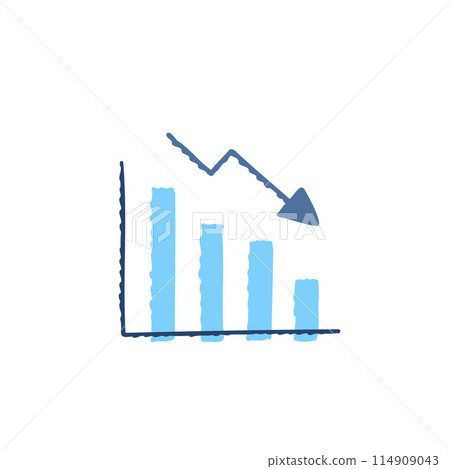 Bar graph with a falling arrow - Stock Illustration [114909043] - PIXTA