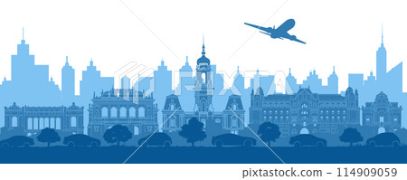 Hungary famous landmark silhouette style 114909059