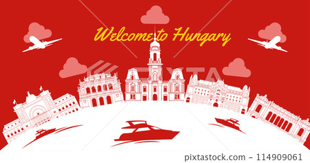 Hungary famous landmark silhouette style Hungary famous landmark silhouette style 114909061