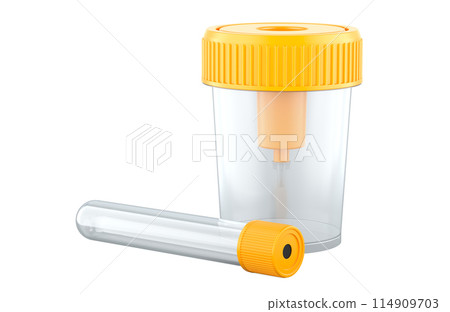 Urine Container With Vacuum Urine Tube. 3D rendering 114909703