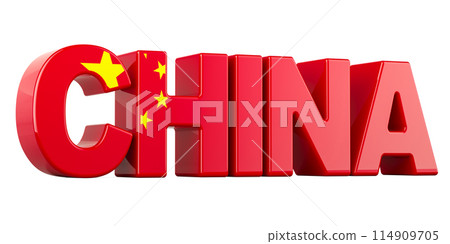 China word with Chinese flag, 3D rendering 114909705
