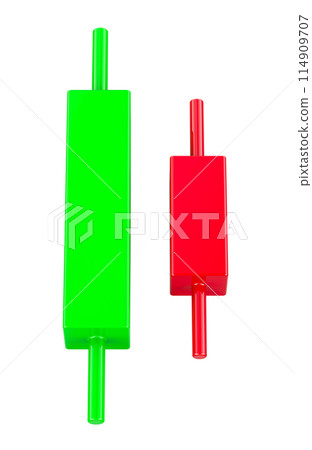 Red and green candlesticks, 3D rendering 114909707