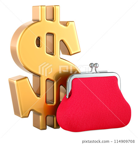 Coin purse with dollar symbol, 3D rendering 114909708
