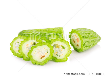Bitter melon isolated on white background 114910016