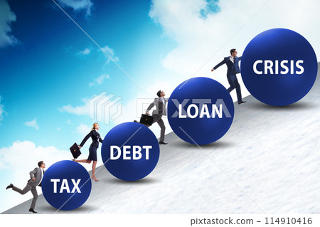 Businessman facing many different problems Businessman facing many different problems 114910416