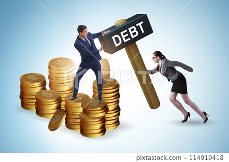 Businessman in loan and debt concept Businessman in loan and debt concept 114910418
