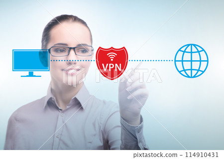 Virtual private network VPN cyber concept 114910431