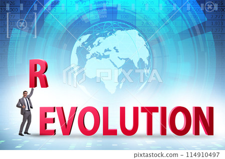 Evolution turning into revolution concept Evolution turning into revolution concept 114910497