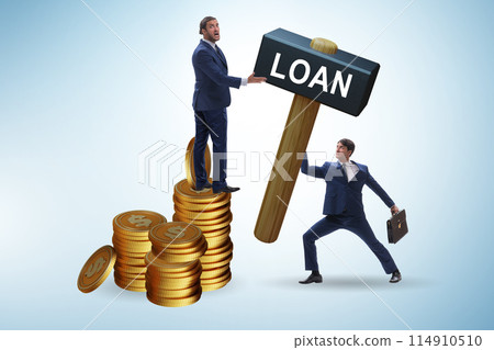Businessman in loan and debt concept 114910510