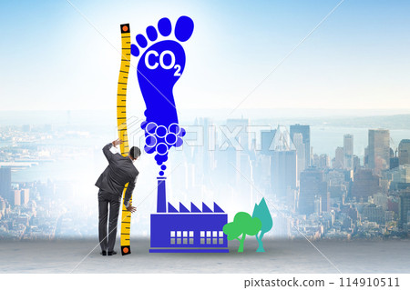 Carbon footprint concept with pollution 114910511