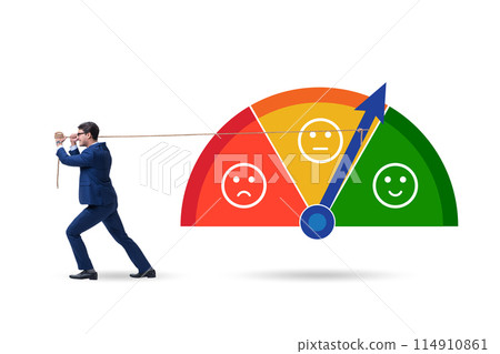 Satisfaction meter in customer opinion concept 114910861