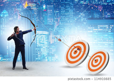 Businessman in objective setting concept Businessman in objective setting concept 114910885