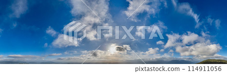 Aerial panorama Cloudscape of Canadian Mountain Landscape in Valley. Aerial panorama Cloudscape of Canadian Mountain Landscape in Valley. 114911056