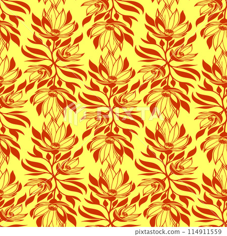 seamless orange graphic floral pattern on jelly background, texture seamless orange graphic floral pattern on jelly background, texture 114911559