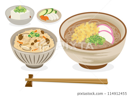 Meals_Japanese food_Noodles_Soba set meal_Vegetable rice 114912455