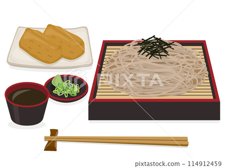 Meals_Japanese food_Noodles_Zaru soba set meal_Inari sushi Meals_Japanese food_Noodles_Zaru soba set meal_Inari sushi 114912459