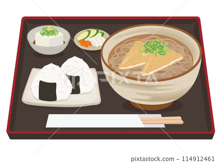 餐點_日本料理_麵條_狐蕎麥麵套餐_飯糰 餐點_日本料理_麵條_狐蕎麥麵套餐_飯糰 114912461