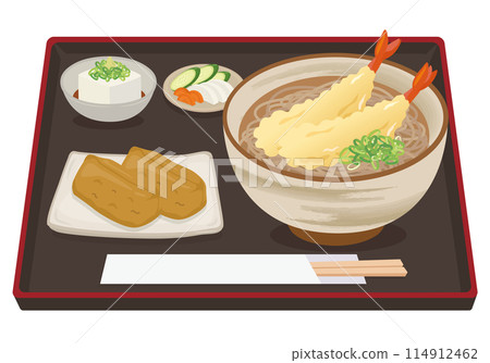 Meals_Japanese food_Noodles_Tempura soba set meal_Inari sushi Meals_Japanese food_Noodles_Tempura soba set meal_Inari sushi 114912462