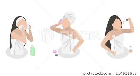 3D Isometric Flat  Illustration of Skin Care, Beauty Routine 114912615
