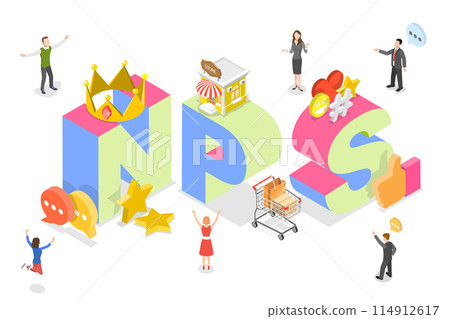 3D Isometric Flat Illustration of NPS, Net Promoter Score 3D Isometric Flat Illustration of NPS, Net Promoter Score 114912617