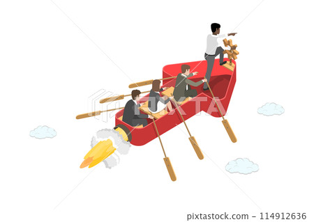 3D Isometric Flat Illustration of Leadership , Teamwork Success 3D Isometric Flat Illustration of Leadership , Teamwork Success 114912636