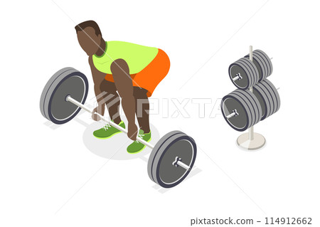 3D Isometric Flat  Illustration of Strong Sportsman , Active Lifestyle 114912662