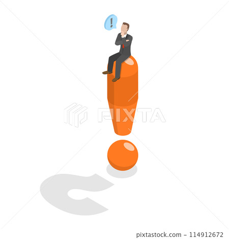 3D Isometric Flat  Illustration of Hidden Reason, Uncertainty and Suspicion 114912672