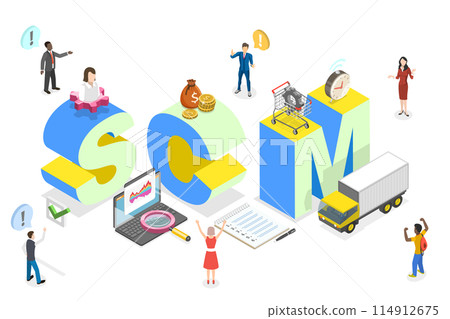 3D Isometric Flat  Illustration of SCM, Logistics Supply Chain Management 114912675