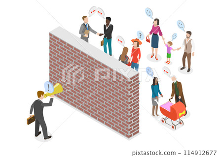 3D Isometric Flat Illustration of Politician Making a Promise, Lying and Corruption 3D Isometric Flat Illustration of Politician Making a Promise, Lying and Corruption 114912677
