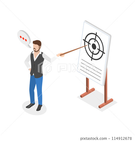 3D Isometric Flat  Illustration of Project Plan Or Strategy, Business Efficiency and Success 114912678