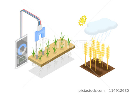 3D Isometric Flat  Illustration of Soil Moisture Sensor, Smart Farming 114912680